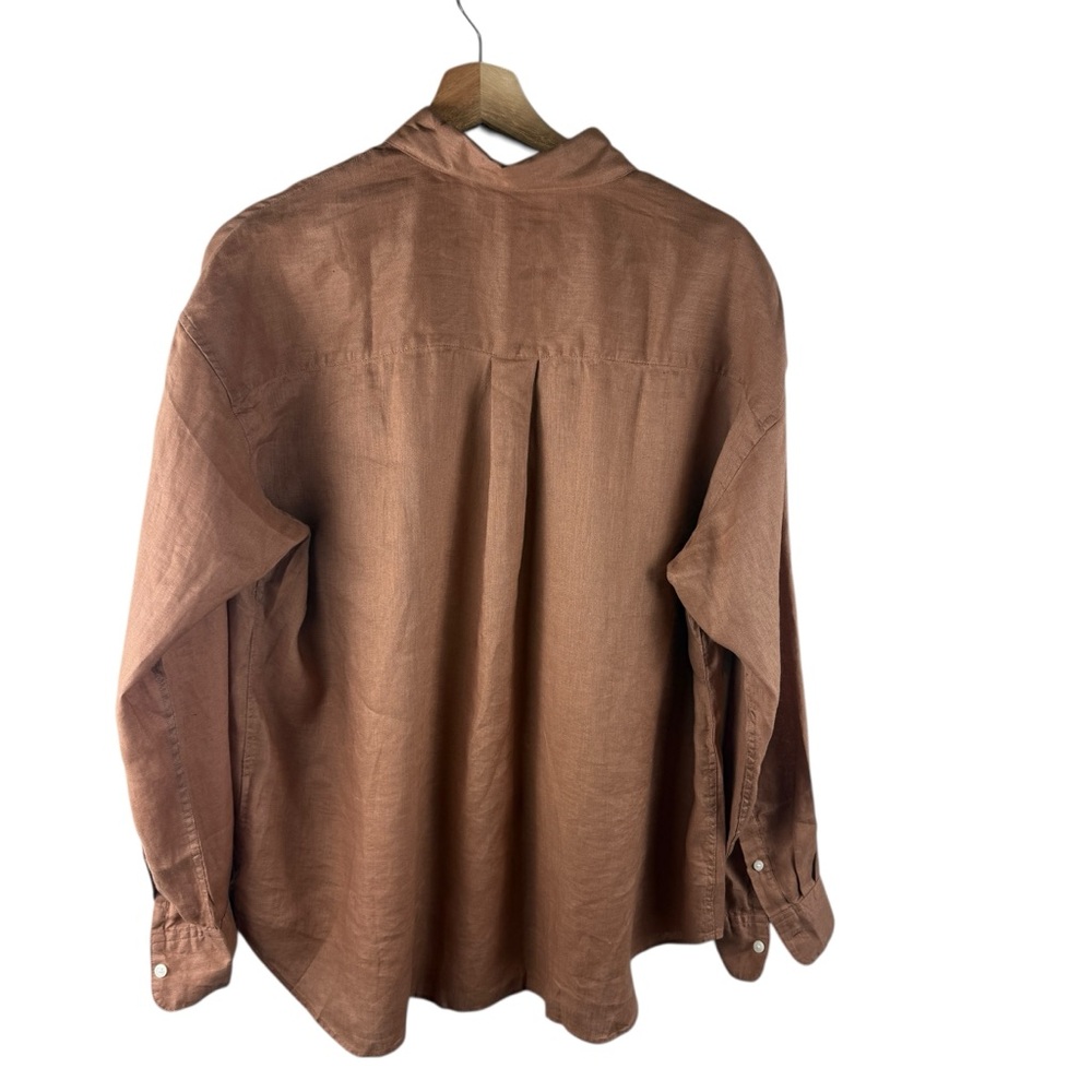 Uniqlo Womens Large  100% Linen Button Up Shirt Long Sleeve Top Blouse NWOT - Picture 4 of 6